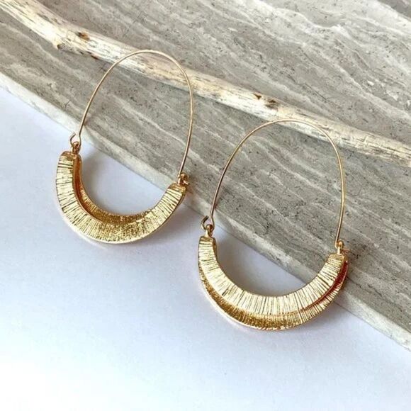 Myra Folded Gold Hoop Earrings - Picture 2 of 5